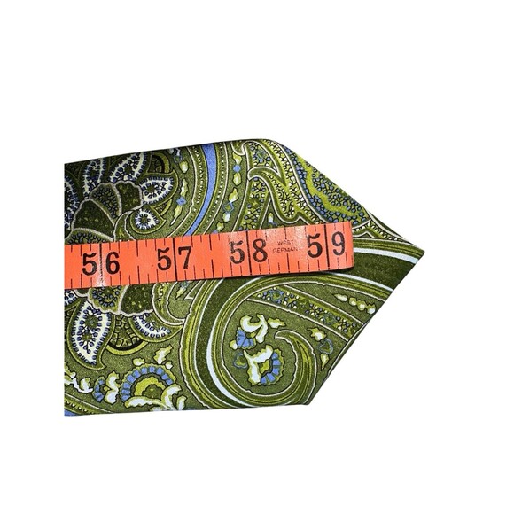 COUNTESS MARA 100% Silk Necktie Green Paisley Multicolor Striped Tip - Picture 10 of 14